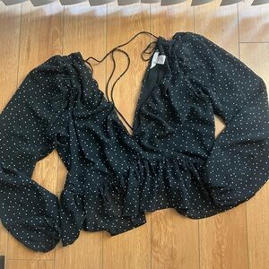 H&M Black and White Polka Dot Blouse